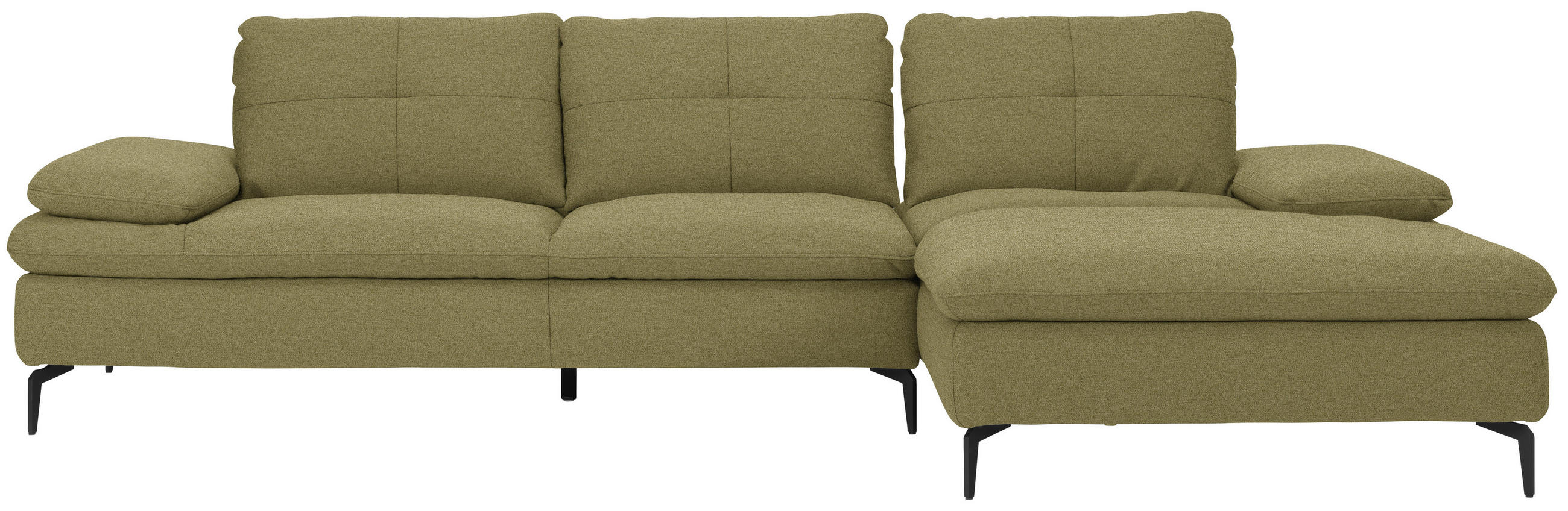 ECKSOFA in Webstoff Olivgrün  - Schwarz/Olivgrün, Design, Textil/Metall (301/179cm) - Chilliano