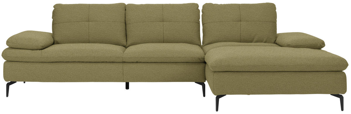 ECKSOFA in Webstoff Olivgrün  - Schwarz/Olivgrün, Design, Textil/Metall (301/179cm) - Chilliano