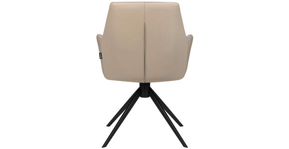 ARMLEHNSTUHL in Eisen Echtleder pigmentiert - Taupe/Schwarz, Design, Leder/Metall (60/87,5/63,5cm) - Novel