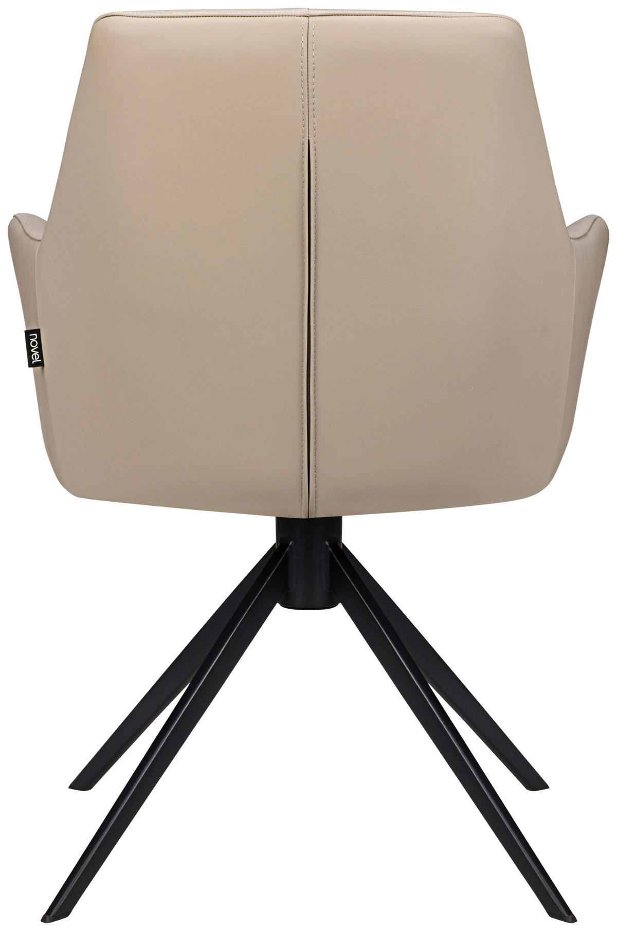 ARMLEHNSTUHL  in Eisen Echtleder pigmentiert  - Taupe/Schwarz, Design, Leder/Metall (60/87,5/63,5cm) - Novel