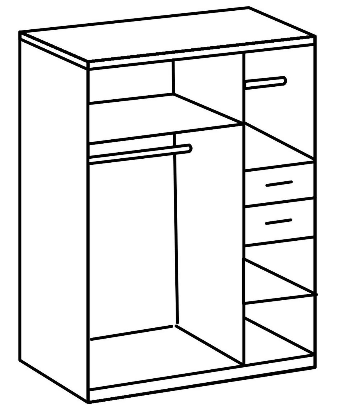 DREHTÜRENSCHRANK  in Grau, Weiß, Sahara  - Schwarz/Weiß, Design, Holzwerkstoff/Kunststoff (135/198/58cm) - Carryhome