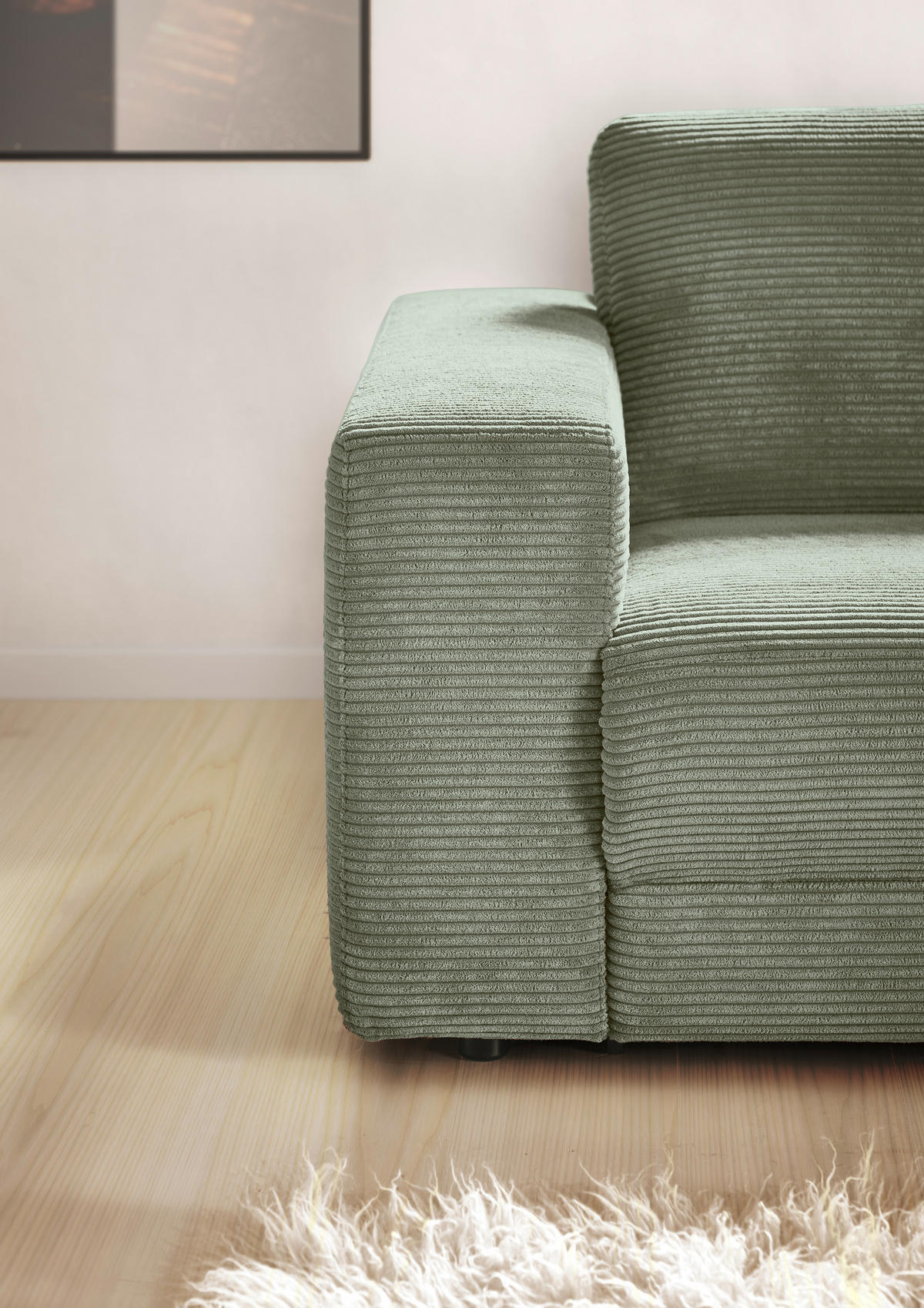 CloseUp von Pure Home Lifestyle ECKSOFA inkl. Relaxfunktion Grün Cord.