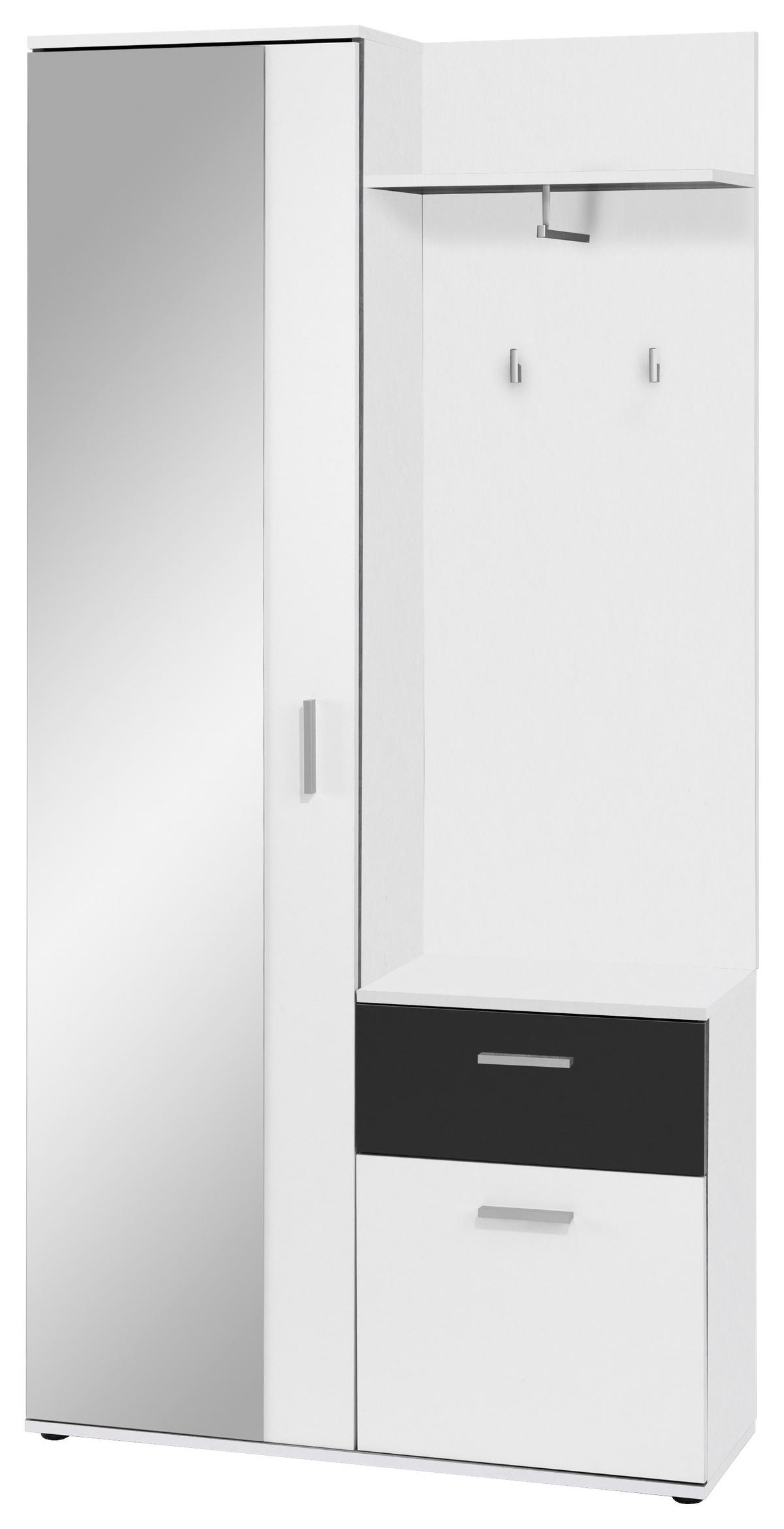 GARDEROBE  in 97/195/30 cm  - Schwarz/Weiß, MODERN, Holzwerkstoff (97/195/30cm) - MID.YOU