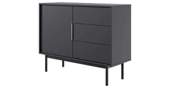 HIGHBOARD Schwarz  - Goldfarben/Schwarz, Design, Holzwerkstoff/Metall (104/82/39cm) - Xora