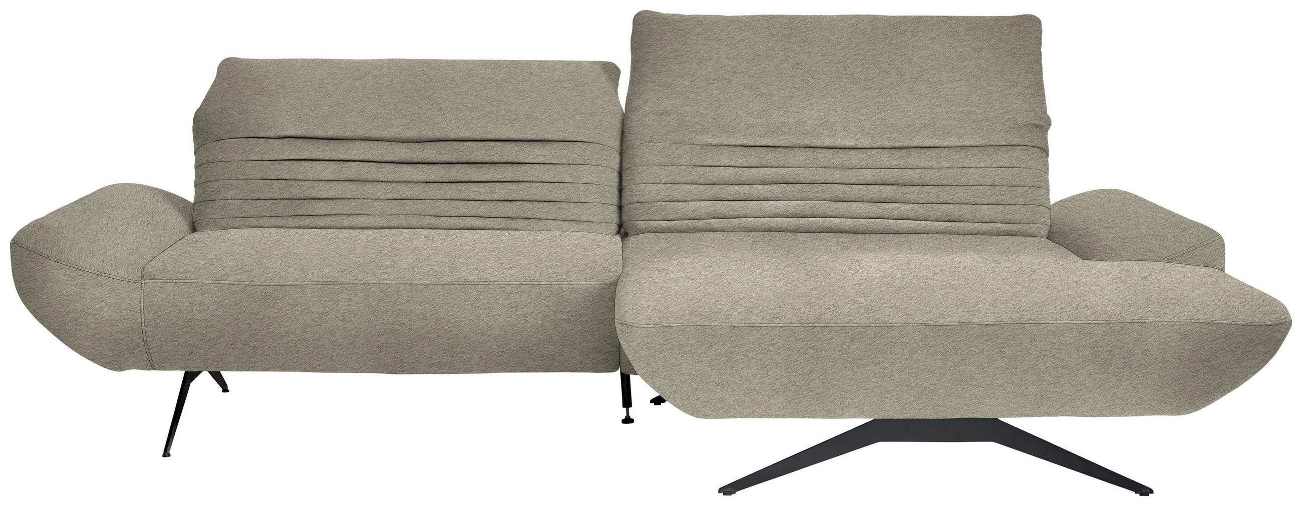 ECKSOFA  in Teddystoff Graubraun  280/170-195 cm  - Graubraun/Schwarz, Design, Textil/Metall (280/170-195cm) - Dieter Knoll