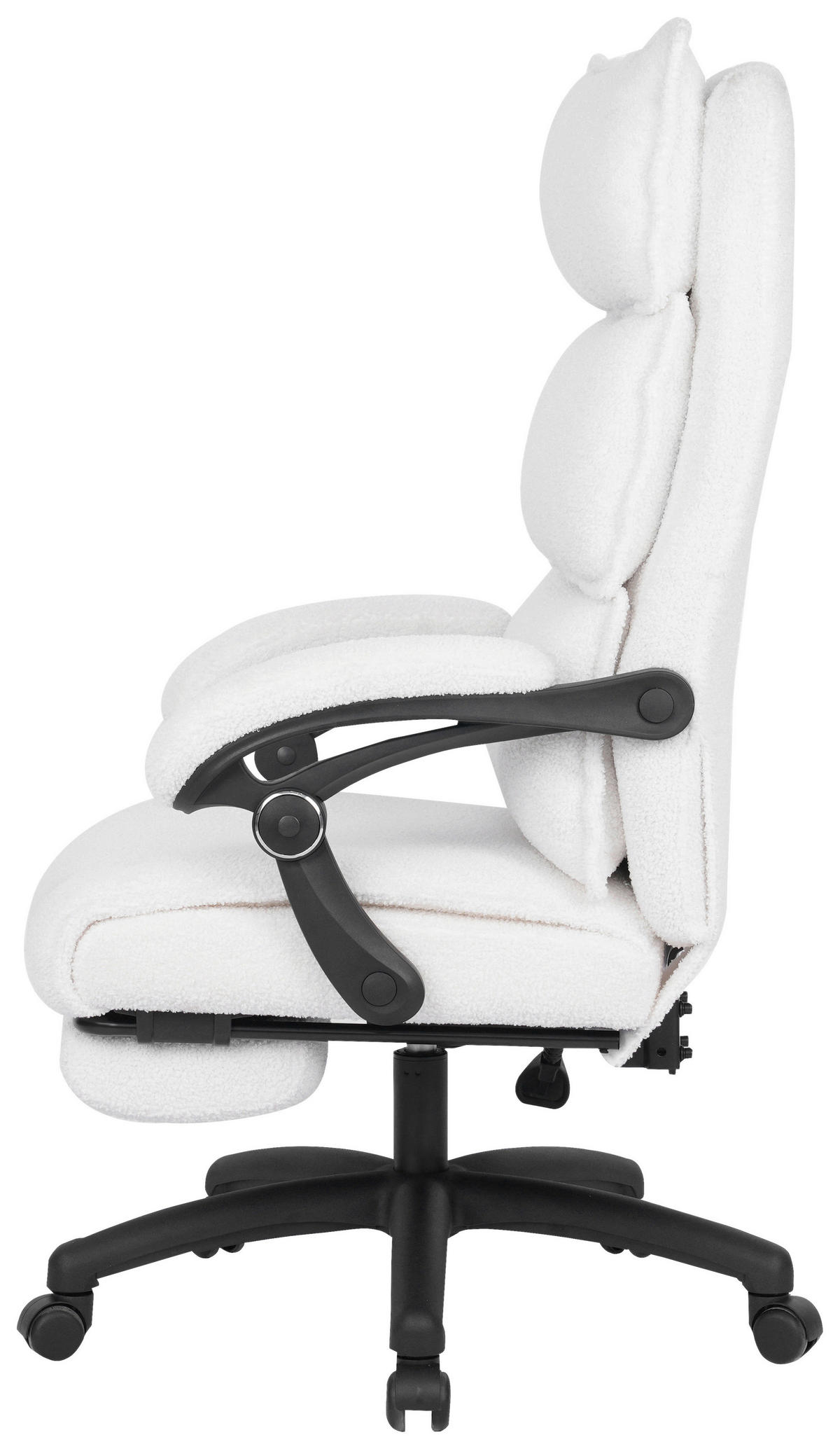 CHEFSESSEL Teddystoff Beige, Weiß  - Beige/Schwarz, Design, Kunststoff/Textil (64,5/112/120/65cm) - Carryhome