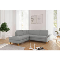 ECKSOFA in Flachgewebe Hellgrau  - Eichefarben/Hellgrau, Konventionell, Holz/Textil (216/240cm) - Sit & More