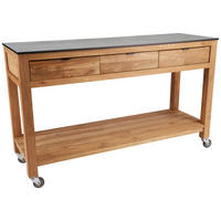 GARTEN-SERVIERWAGEN Holz, Kunststoff  - Schwarz/Grau, MODERN, Holz/Kunststoff (150/50/91cm) - Stern