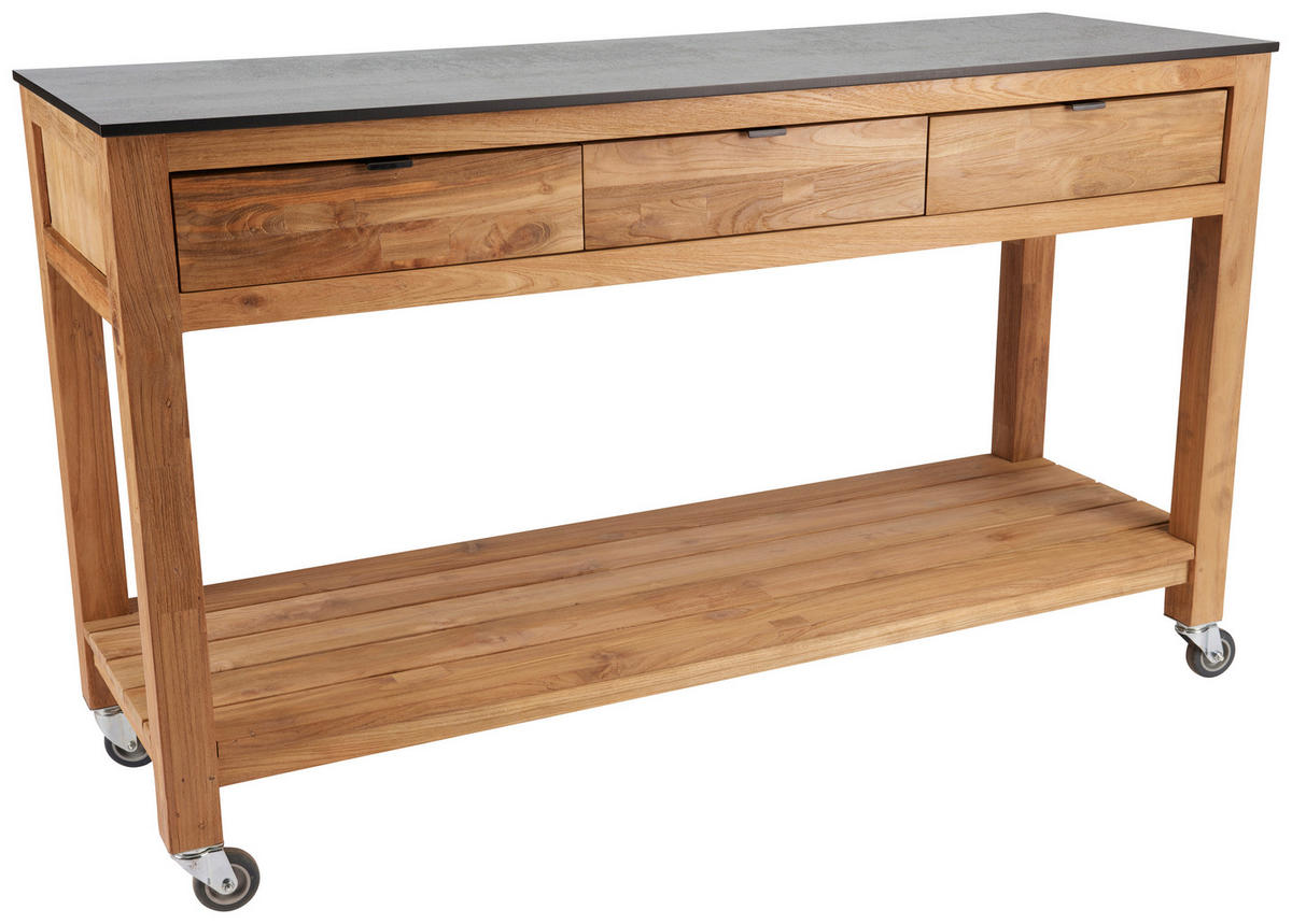 GARTEN-SERVIERWAGEN Holz, Kunststoff  - Schwarz/Grau, MODERN, Holz/Kunststoff (150/50/91cm) - Stern