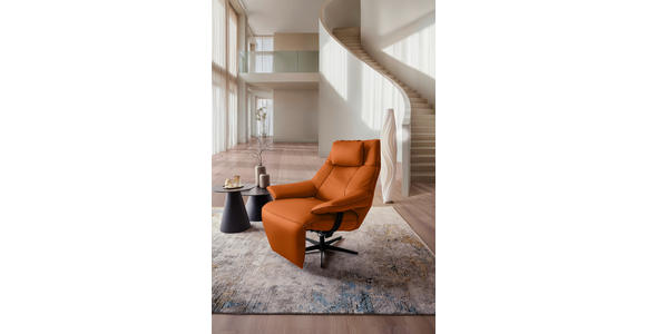 RELAXSESSEL in Leder Cognac  - Cognac/Schwarz, Design, Leder/Metall (92/79/82cm) - Dieter Knoll