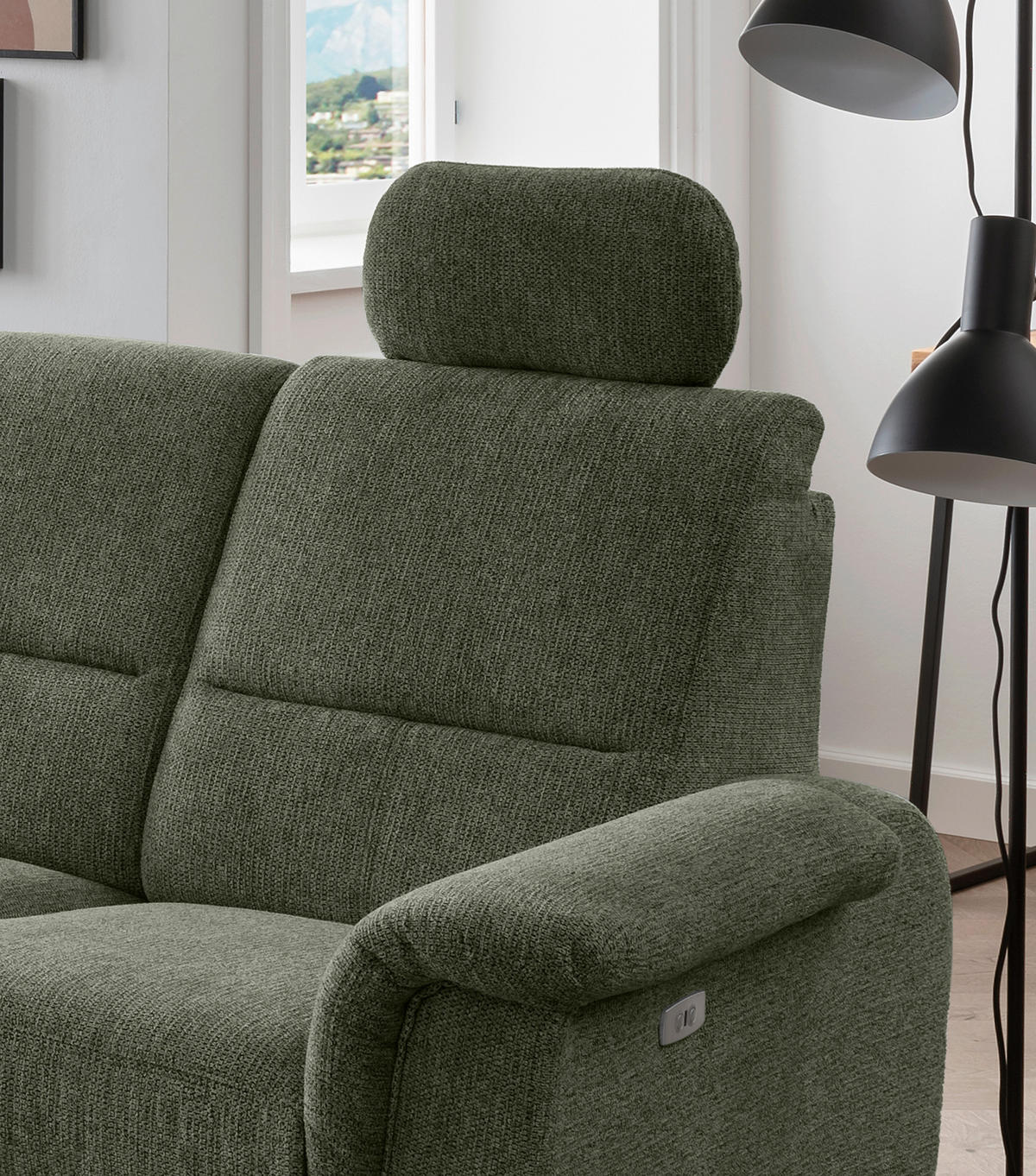 ECKSOFA in Chenille Dunkelgrün  - Chromfarben/Dunkelgrün, Modern, Textil/Metall (236/275cm) - Livetastic