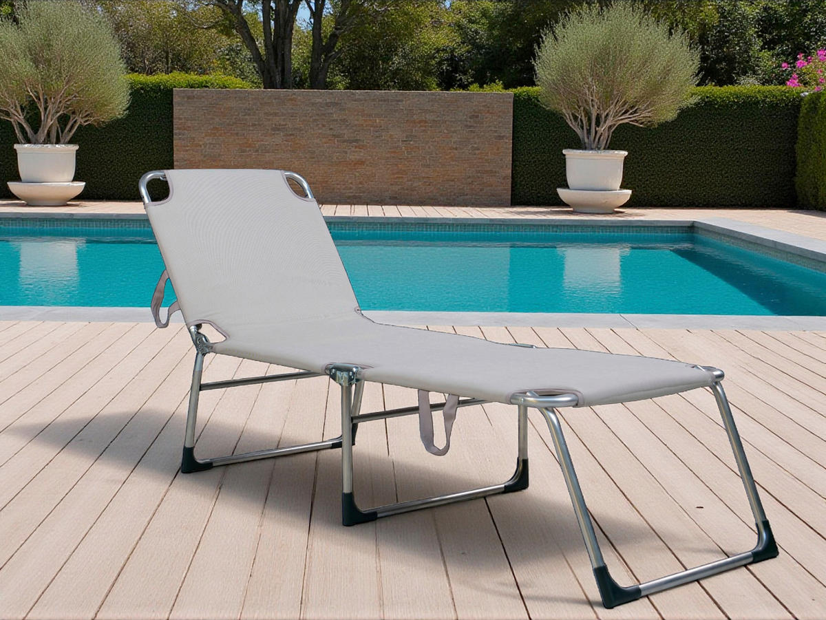 DREIBEINLIEGE 60/38/190 cm  - Silberfarben/Beigebraun, KONVENTIONELL, Textil/Metall (60/38/190cm)