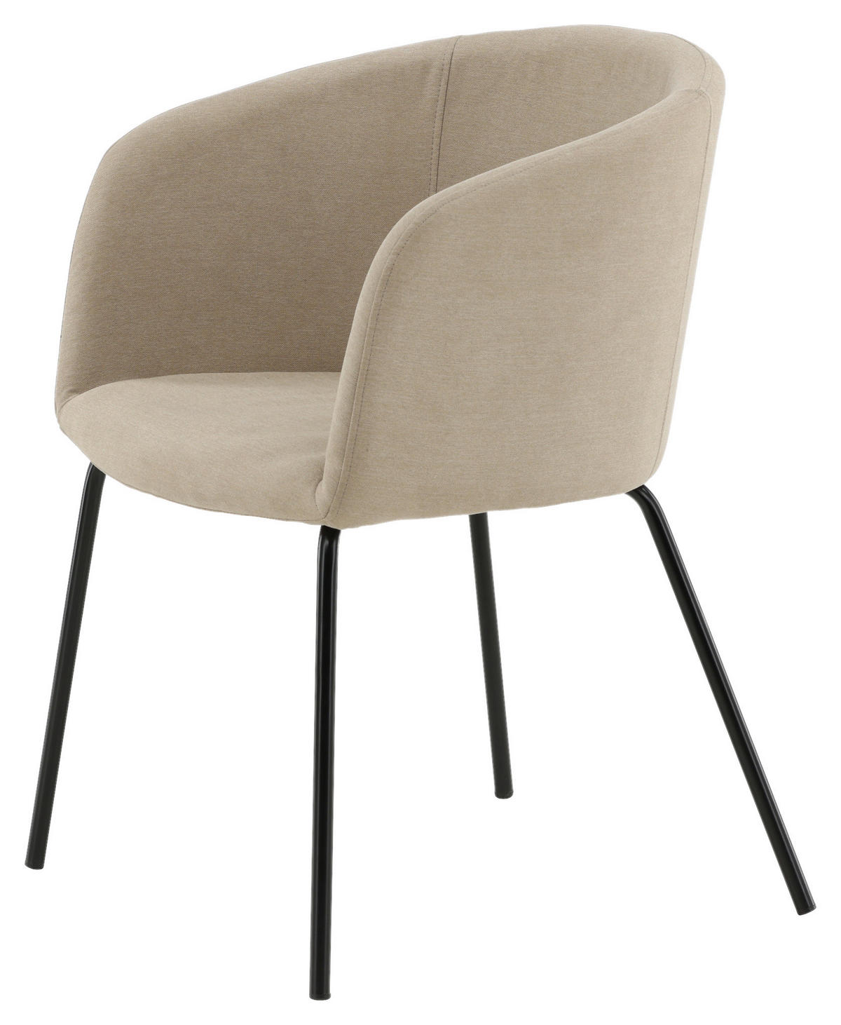 STUHL Samt Schwarz, Beige  - Beige/Schwarz, Design, Holz/Kunststoff (55/78/55cm) - Livetastic