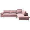 ECKSOFA in Velours Rosa  - Chromfarben/Rosa, Design, Textil/Metall (281/200cm) - Pure Home Lifestyle