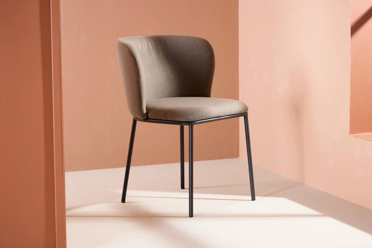 STOL stål  - brun/svart, Design, metall/textil (53/77/60cm) - Livetastic