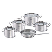 KOCHTOPFSET Edelstahl 5-teilig - Silberfarben, Basics, Glas/Metall - Fissler