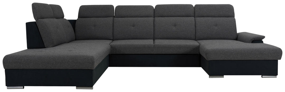 SEDACÍ SOUPRAVA, textil, černá, tmavě šedá - barvy stříbra/černá, Design, textil/plast (263/365/187cm) - Cantus