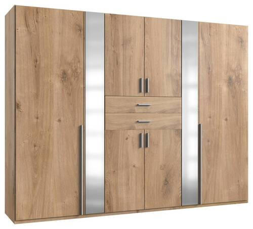 KLEIDERSCHRANK 270/208/58 cm 8-türig Plankeneiche  - Plankeneiche/Alufarben, KONVENTIONELL, Glas/Holzwerkstoff (270/208/58cm) - Carryhome