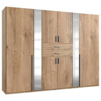 KLEIDERSCHRANK in Plankeneiche  - Plankeneiche/Alufarben, Konventionell, Glas/Holzwerkstoff (270/208/58cm) - Carryhome