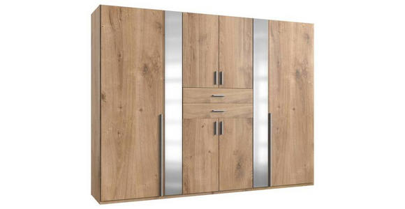 KLEIDERSCHRANK  in Plankeneiche  - Plankeneiche/Alufarben, KONVENTIONELL, Glas/Holzwerkstoff (270/208/58cm) - Carryhome