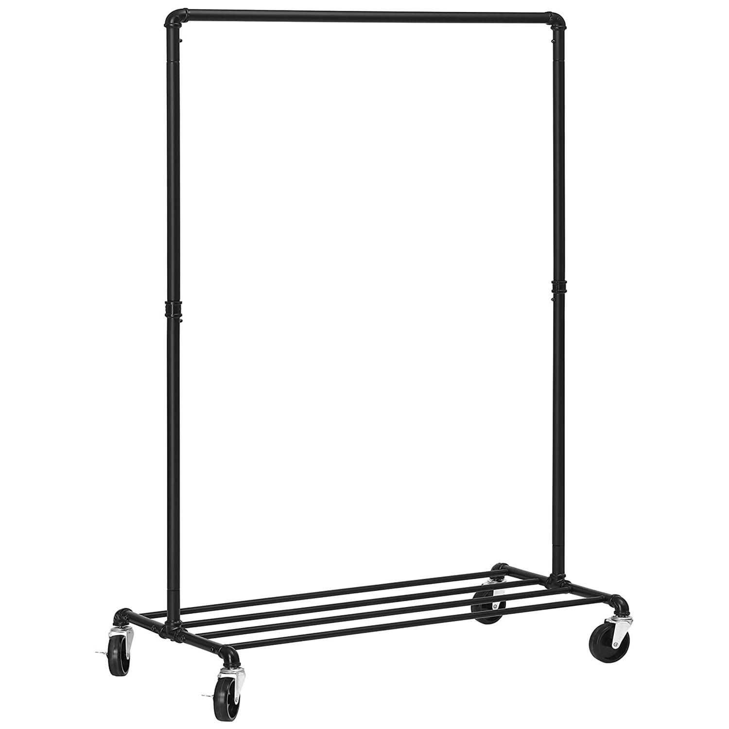 KLEIDERWAGEN in Schwarz 100/163/50 cm   - Schwarz, Basics, Kunststoff/Metall (100/163/50cm)