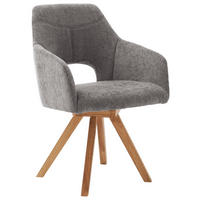 ŽIDLE S PODRUČKAMI, tkaná látka, tmavě šedá, divoký dub - divoký dub/tmavě šedá, Konvenční, dřevo/textil (57/84/57cm) - Voleo