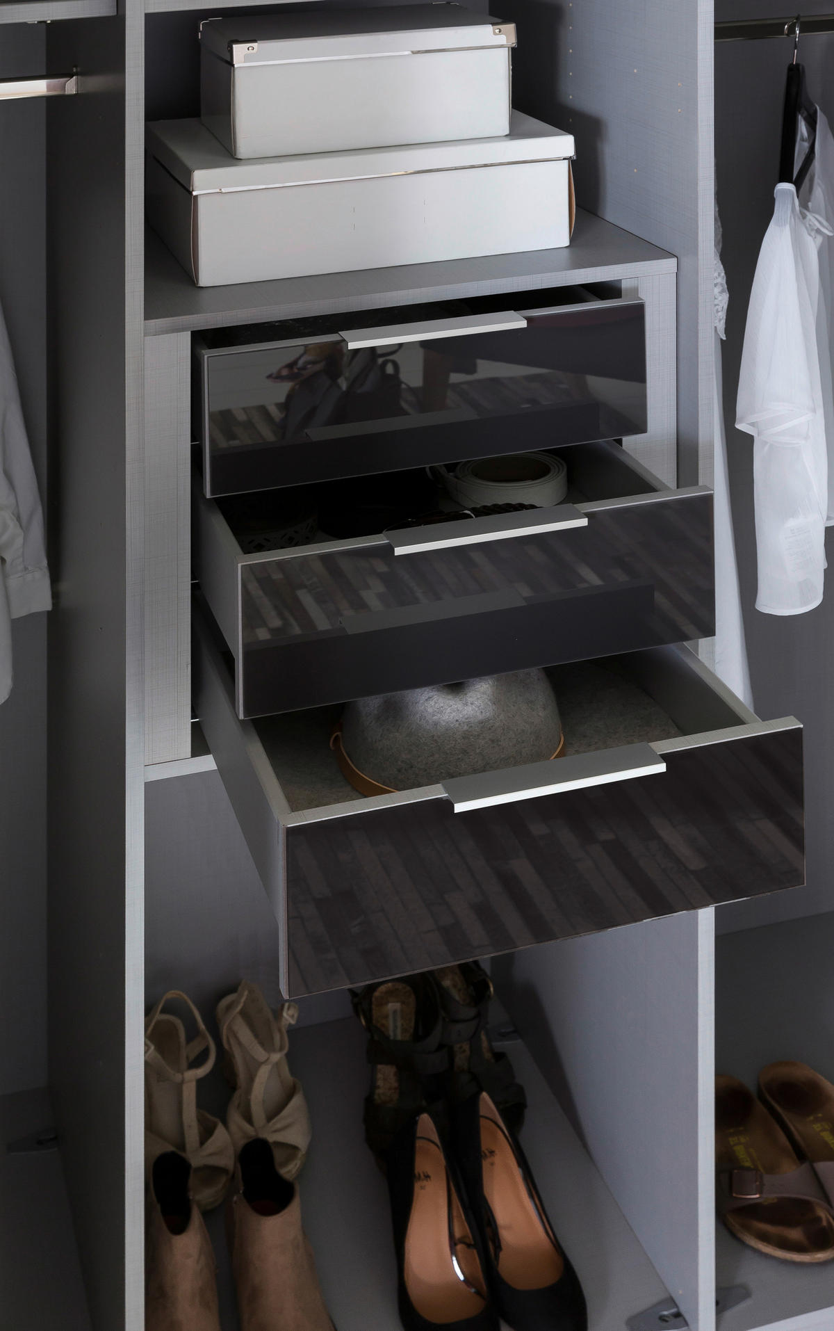SCHUBKASTENEINSATZ 48/51/50 cm Grau  - Grau, KONVENTIONELL, Glas/Holzwerkstoff (48/51/50cm) - Carryhome