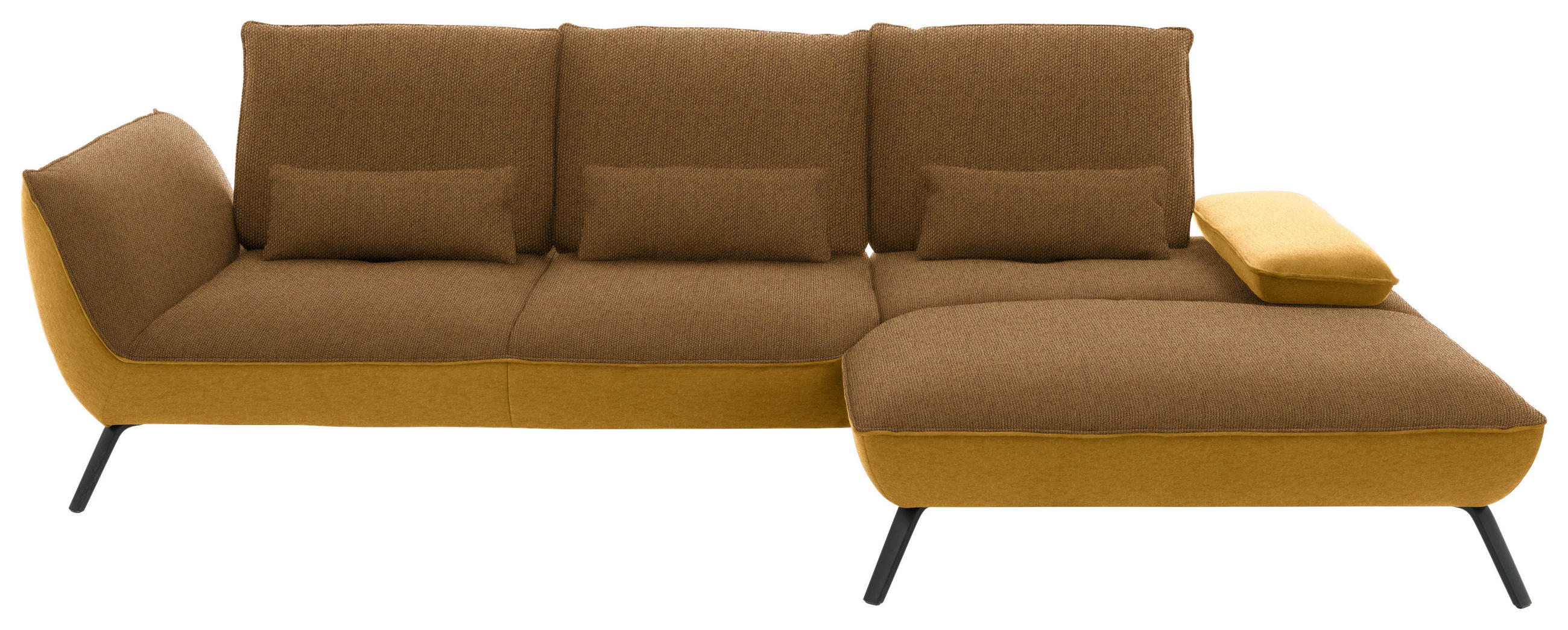 ECKSOFA  in Flachgewebe Goldfarben  301/191 cm  - Goldfarben/Schwarz, Design, Textil/Metall (301/191cm) - Moderano