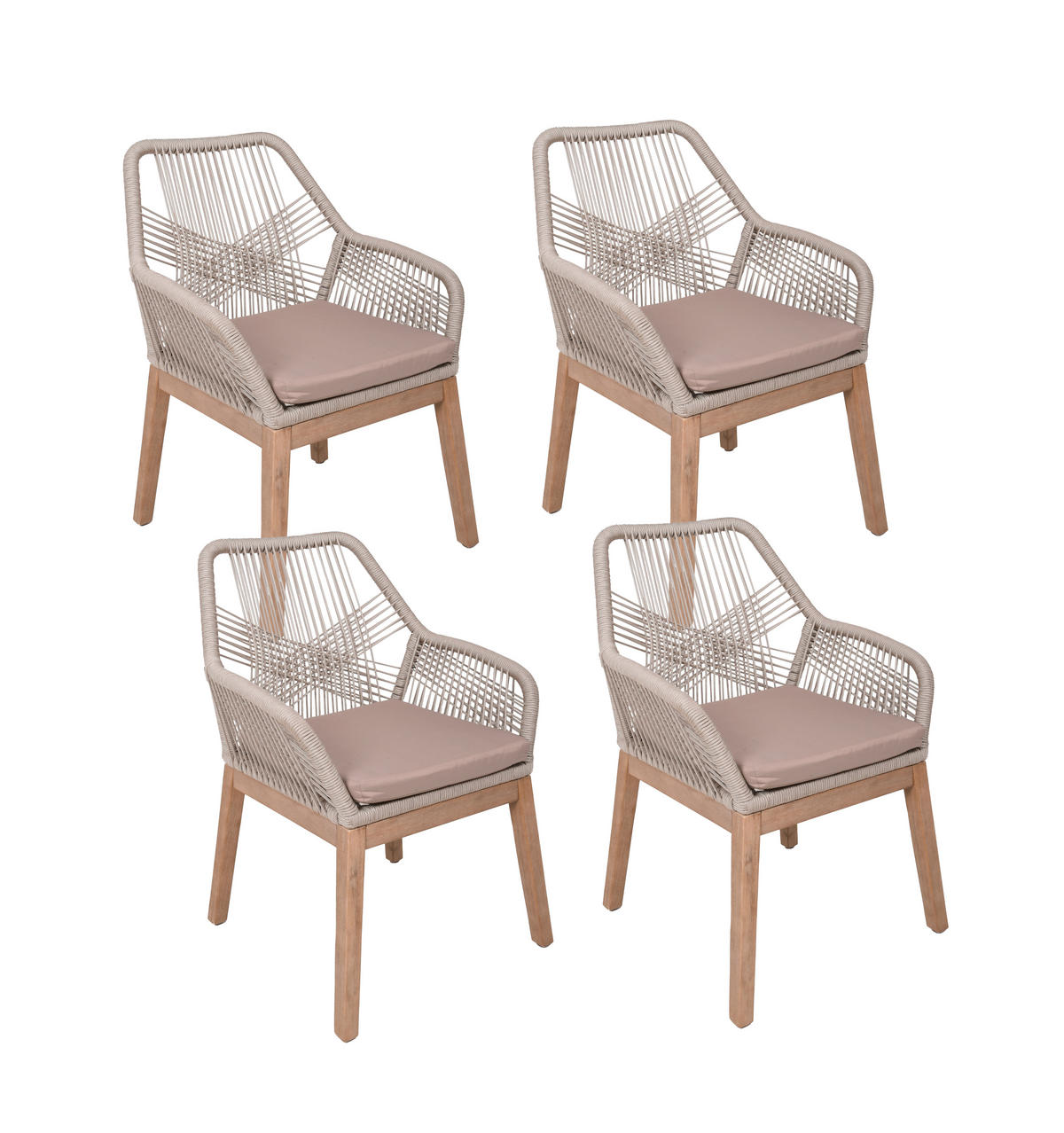 GARTENSTUHL-SET Akazie Braun, Beige  - Beige/Braun, Basics, Holz/Kunststoff (60/84/68cm) - Gardenson