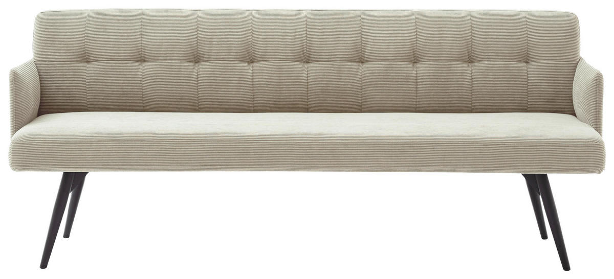 SITZBANK 206/85/69 cm Cord Sandfarben Metall  - Sandfarben/Schwarz, Design, Textil/Metall (206/85/69cm) - Johann Jakob