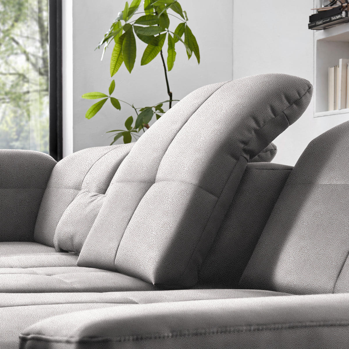 ECKSOFA  in Flachgewebe Hellgrau  195/309 cm  - Chromfarben/Hellgrau, Design, Textil (195/309cm) - Beldomo Style