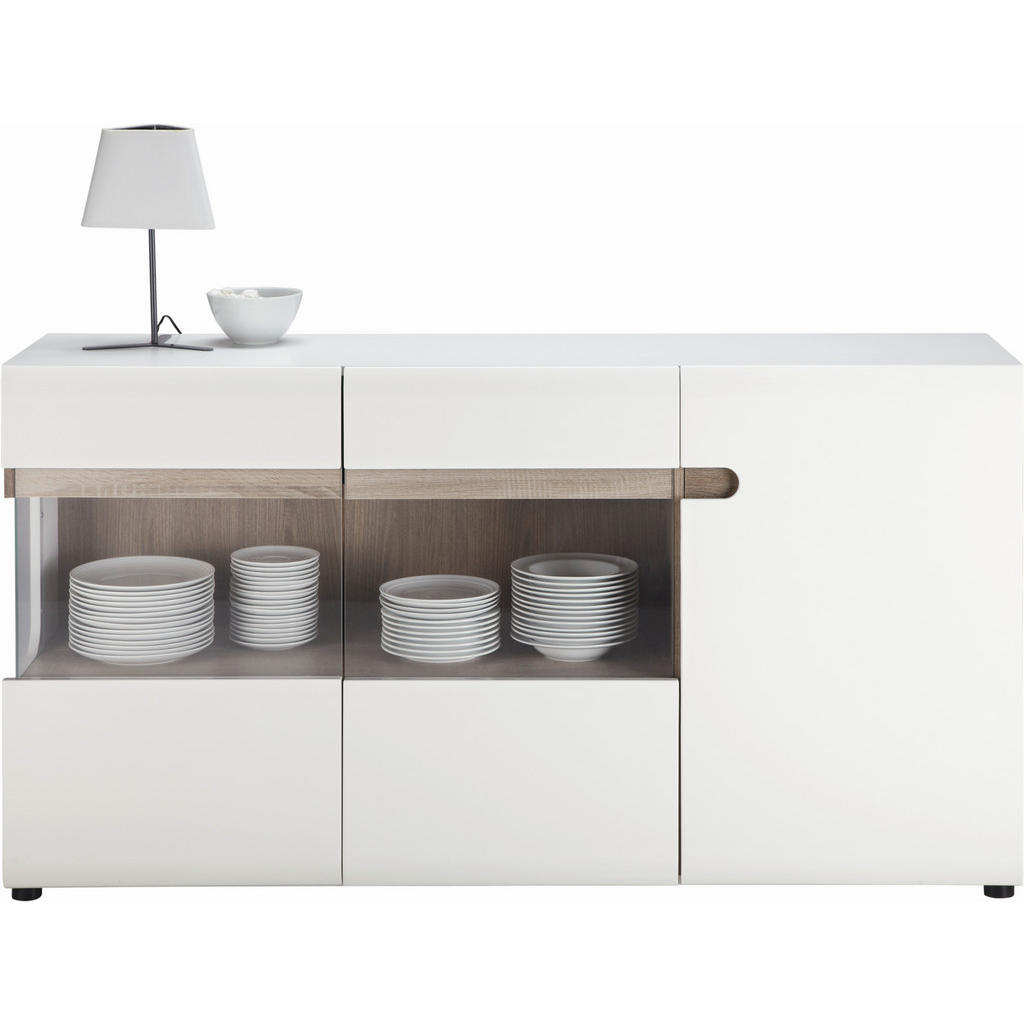 Kommode Linate B: 164 Cm Alpinweiss/trüffel Eiche Dekor