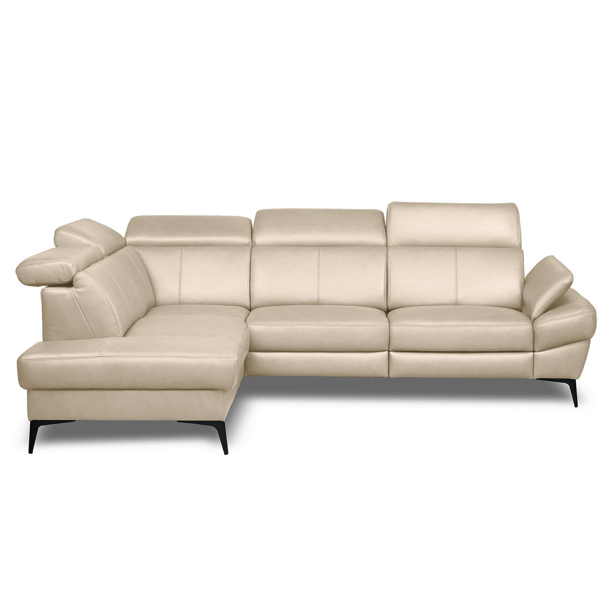 ECKSOFA  in Lederlook Echtleder Grau  211/264 cm  - Schwarz/Grau, Design, Leder/Textil (211/264cm) - Livetastic