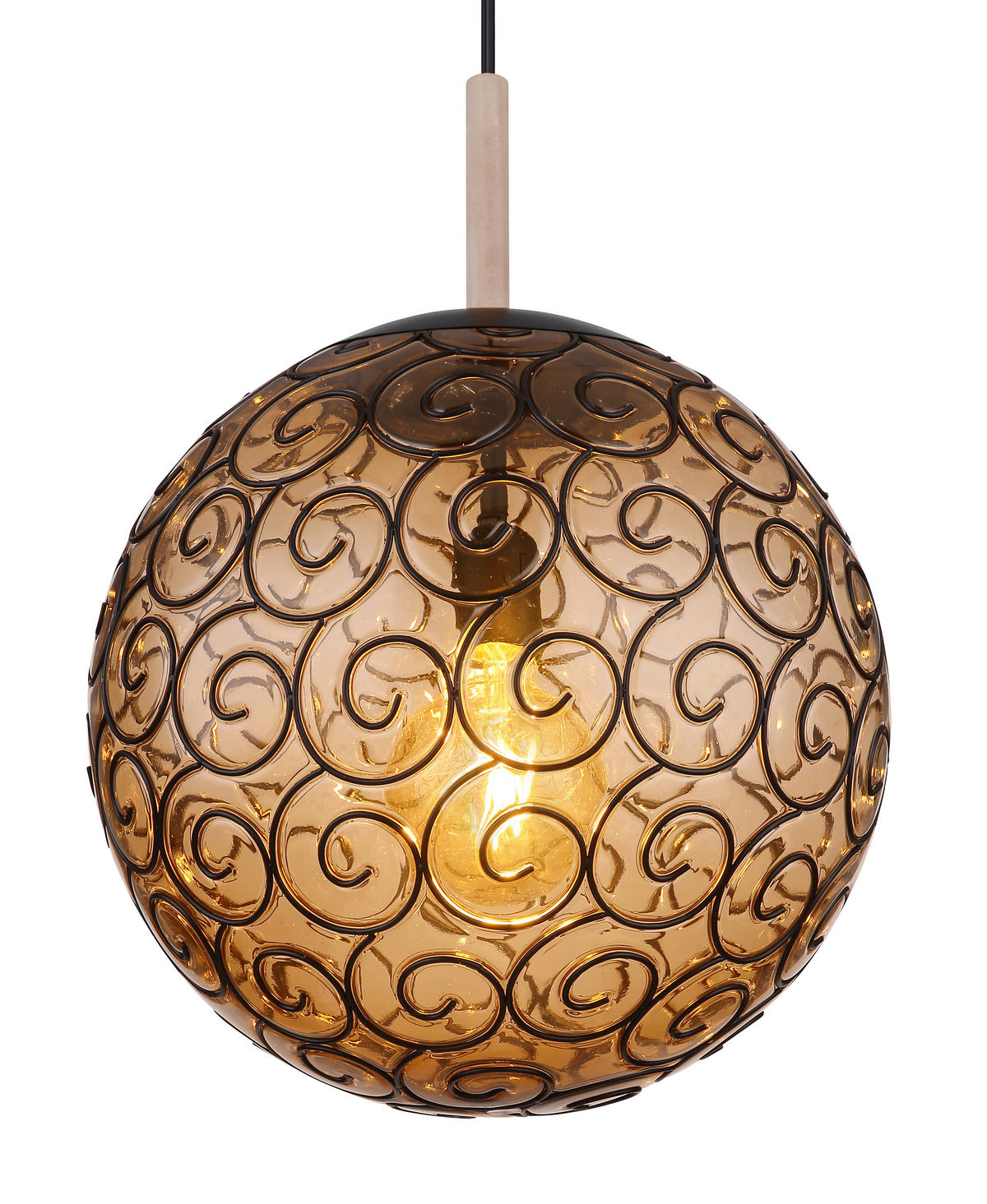 HÄNGELEUCHTE 35/120 cm  - Schwarz/Naturfarben, KONVENTIONELL, Holz/Kunststoff (35/120cm) - Globo