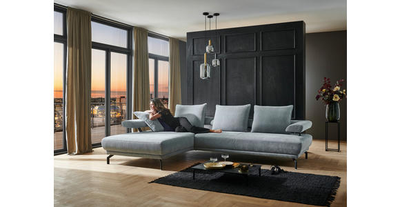 ECKSOFA in Chenille Hellblau 224/305 cm - Schwarz/Hellblau, Design, Textil/Metall (224/305cm) - Dieter Knoll