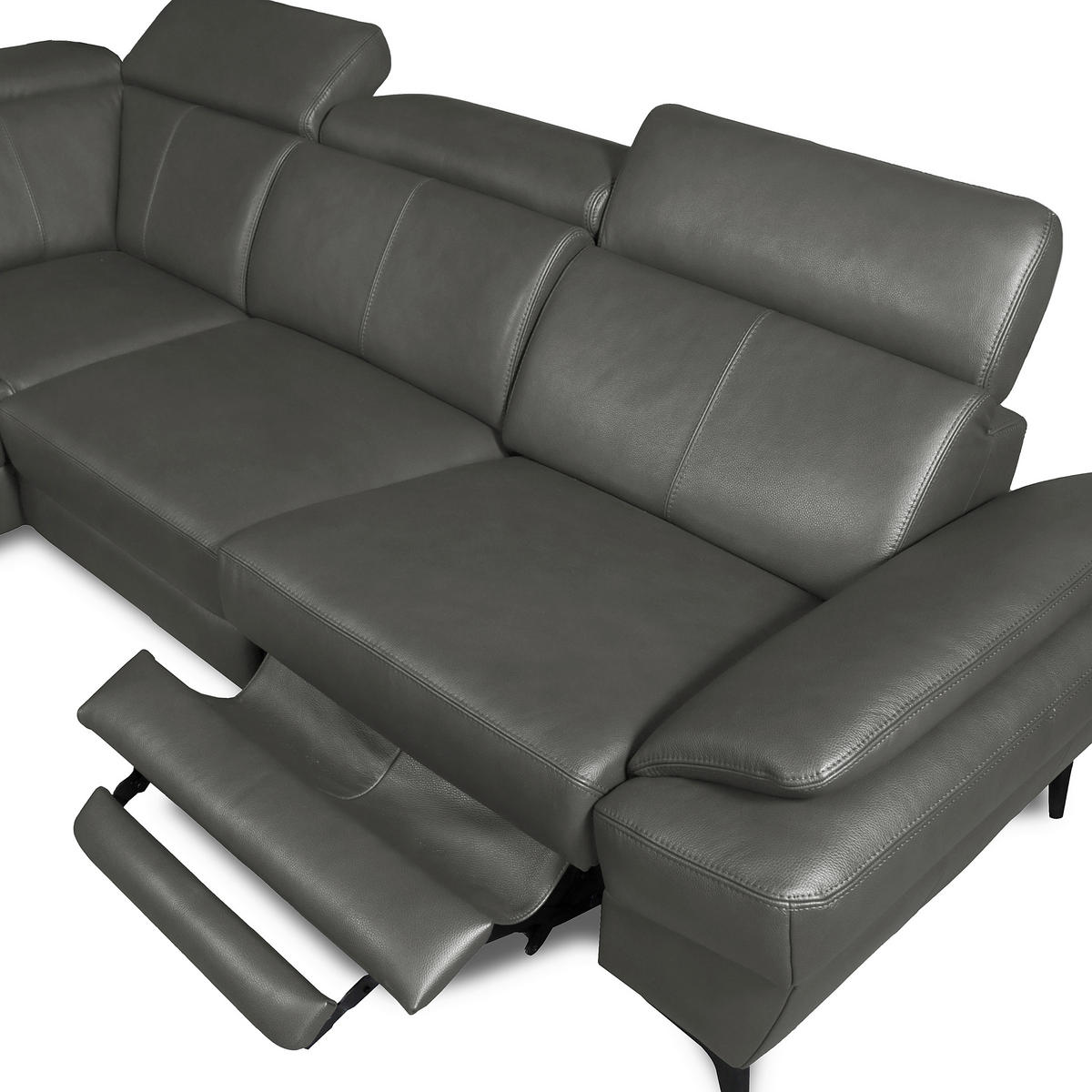 ECKSOFA  in Lederlook Echtleder Anthrazit  211/264 cm  - Anthrazit/Schwarz, Design, Leder/Textil (211/264cm) - Livetastic