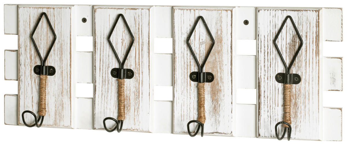 HAKENLEISTE  in Schwarz, Weiß  - Schwarz/Weiß, MODERN, Holzwerkstoff/Metall (55/20/7cm)