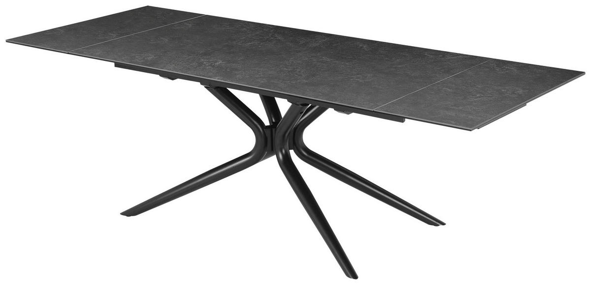 ESSTISCH 160-240/90/76 cm  Metall, Glas, Keramik ausziehbar rechteckig Grau, Schwarz  - Schwarz/Grau, MODERN, Glas/Keramik (160-240/90/76cm) - P & B