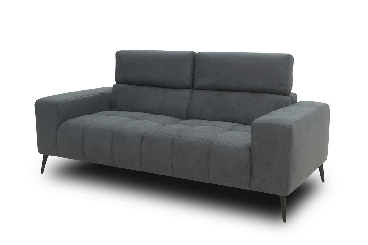 2-SITZER-SOFA TRENTO Mikrofaser Dunkelgrau  - Dunkelgrau/Schwarz, MODERN, Textil/Metall (208/79/104cm) - MID.YOU