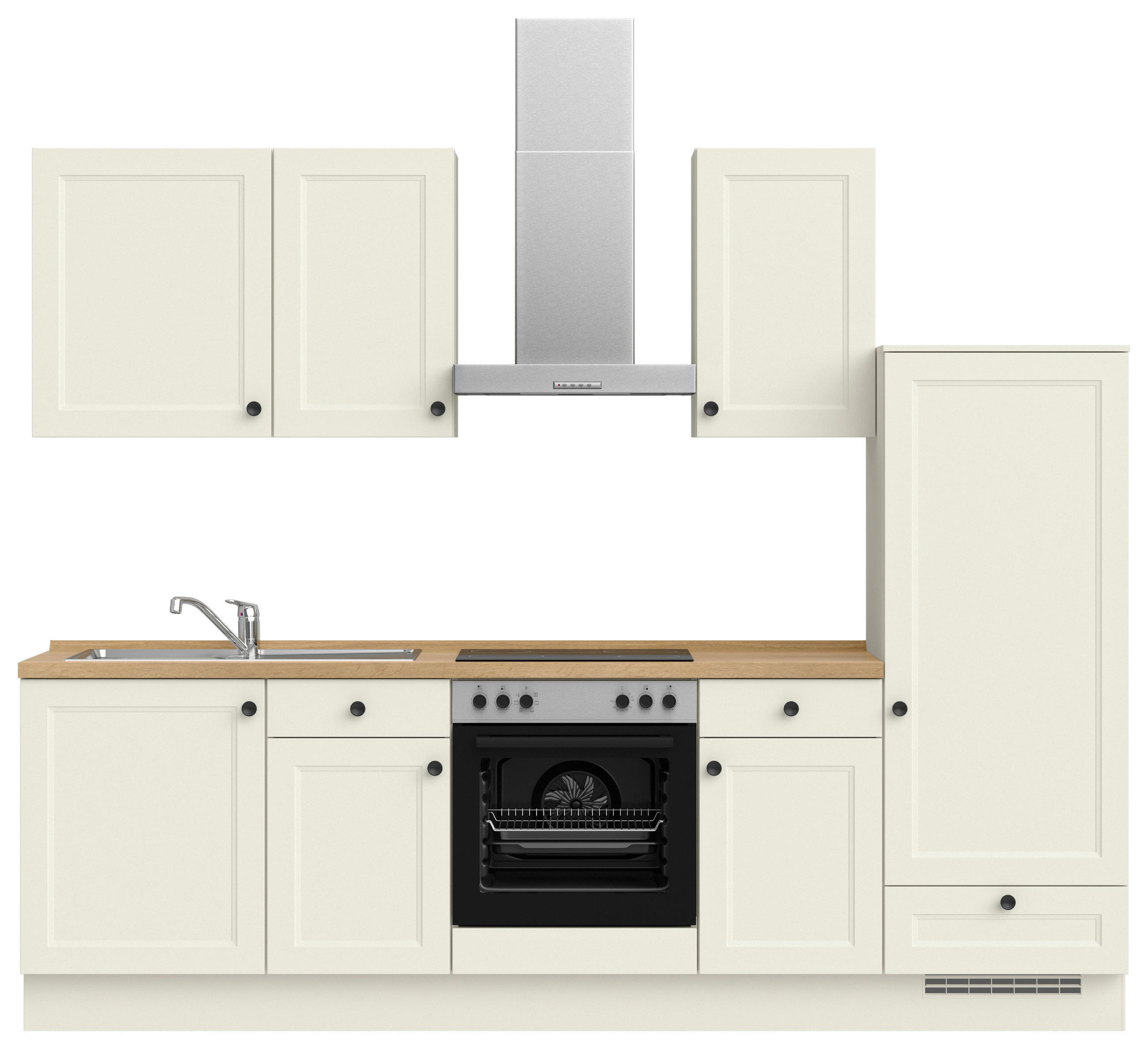 KÜCHENBLOCK 270 cm   in Weiß, Eichefarben  - Eichefarben/Schwarz, MODERN, Holzwerkstoff/Metall (270cm) - Nobilia