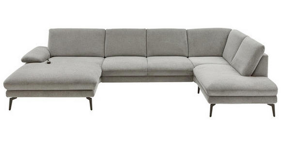 WOHNLANDSCHAFT in Webstoff Grau - Schwarz/Grau, Design, Textil/Metall (180/344/208cm) - Dieter Knoll