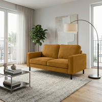 2-SITZER-SOFA Cord Senfgelb  - Senfgelb/Schwarz, Design, Textil/Metall (148/85/92cm) - Livetastic