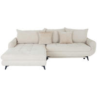 ECKSOFA WAVE Creme Struktur Zierkissen, Rückenkissen, Bettkasten  - Beige/Creme, MODERN, Textil/Metall (189/266cm) - MID.YOU