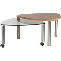 COUCHTISCH in Holz, Metall, Glas 80/80/45 cm  - Eichefarben, Design, Glas/Holz (80/80/45cm)