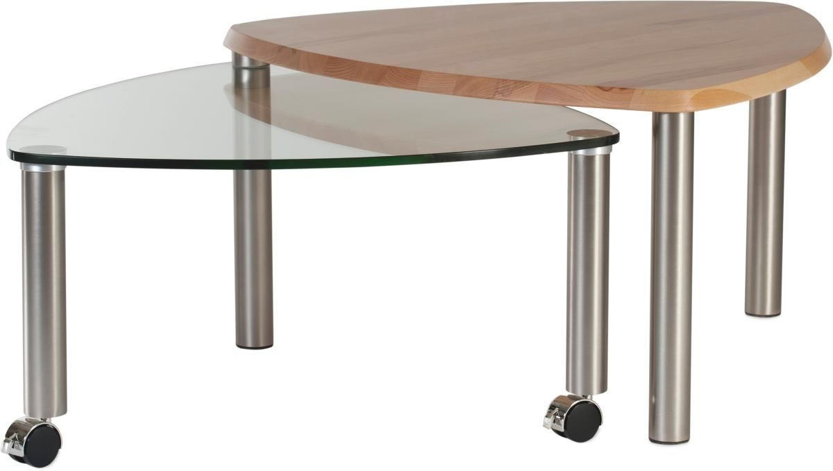 COUCHTISCH in Holz, Metall, Glas 80/80/45 cm  - Eichefarben, Design, Glas/Holz (80/80/45cm)