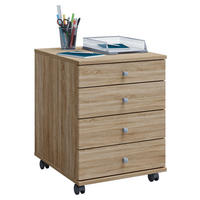 ROLLCONTAINER Sonoma Eiche  - Silberfarben/Sonoma Eiche, Basics, Holzwerkstoff/Kunststoff (42/57/50cm) - MID.YOU