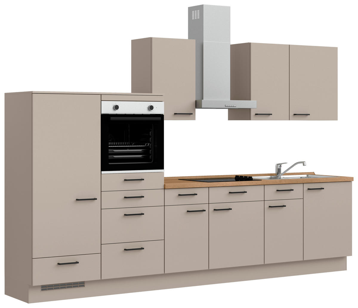 KÜCHENBLOCK Easytouch 330 cm  in Eichefarben, Sandfarben  - Sandfarben/Eichefarben, MODERN, Holzwerkstoff/Metall (330cm) - Nobilia