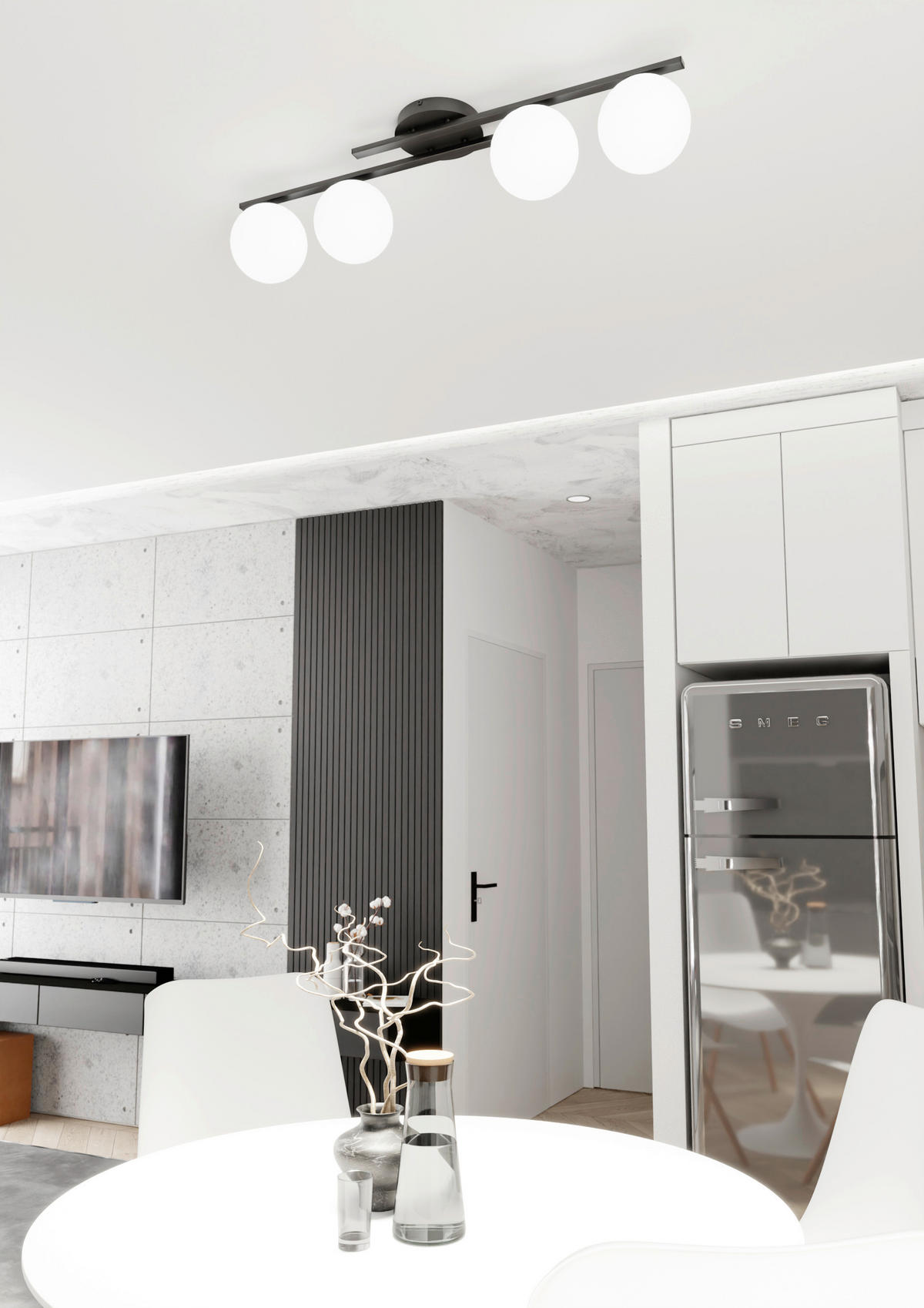 DECKENLEUCHTE 84/29/19 cm  - Schwarz, KONVENTIONELL, Glas/Metall (84/29/19cm)