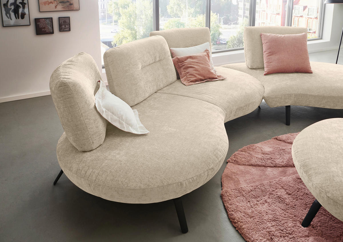 BIGSOFA Flachgewebe Creme  - Creme/Schwarz, Design, Textil/Metall (456/93/138cm) - Moderano