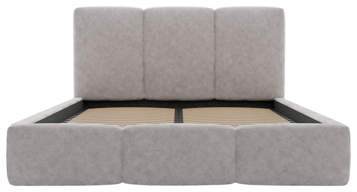 POLSTERBETT Bettkasten, Lattenrost 180/200 cm  in Hellgrau  - Hellgrau/Schwarz, Design, Holz/Textil (180/200cm) - Boxxx